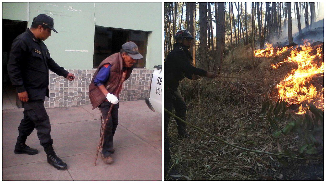 Anciano de 84 años detenido tras ocasionar un incendio forestal en Cusco