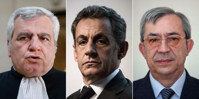 El abogado francés Thierry Herzog (izquierda), Nicolas Sarkozy (centro) y el juez Gilbert Azibert. (Foto: AFP).