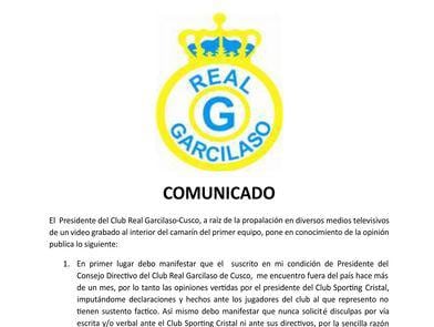 Real Garcilaso se defiende de polémico video con comunicado