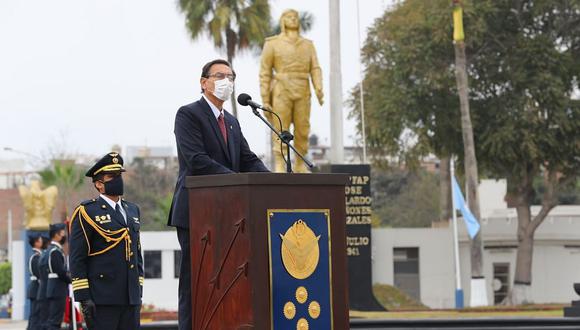 Martín Vizcarra brindó un discurso durante el Día de la Fuerza Aérea del Perú. (Foto: Presidencia)