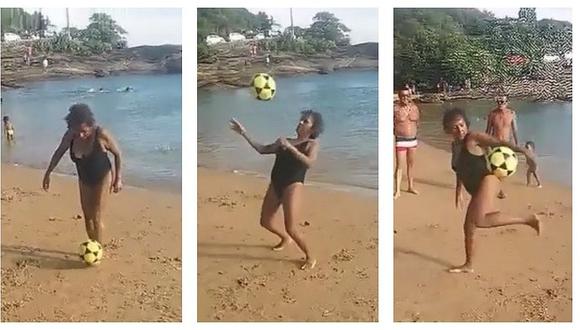 ​Abuelita es sensación en redes sociales al dominar el balón a lo Ronaldinho (VIDEO)