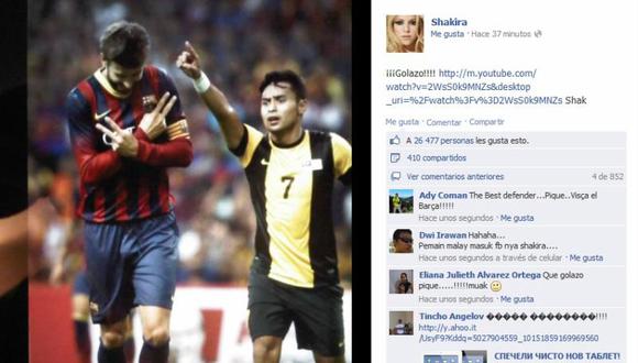 Ya parece su mamá: Shakira publica gol de Piqué en Facebook