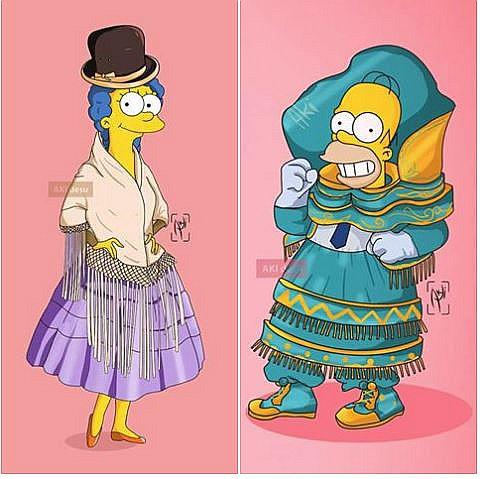 Facebook: Simpson vestidos con trajes de morenada son sensación