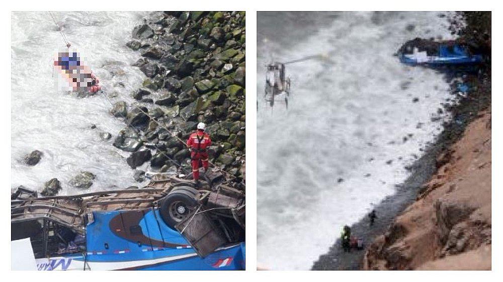 Pasamayo: drone captó imágenes del rescate de las víctimas de 'Curva del Diablo' 