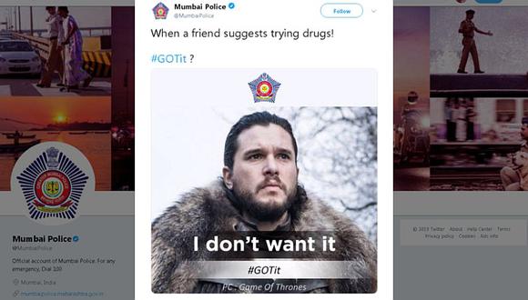 Policía de India utiliza imagen a Jon Snow para una campaña contra las drogas (FOTO) 