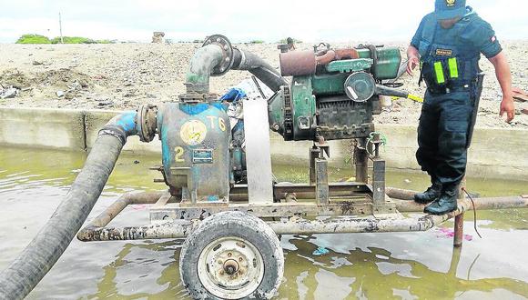Sechura: Roban el arrancador de una motobomba que se usaba para evacuar agua