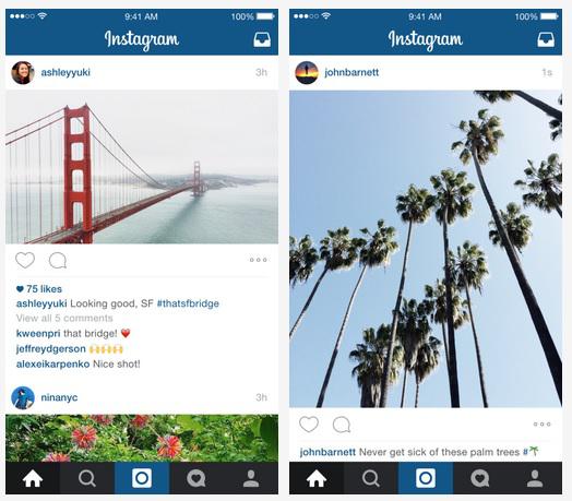 Instagram permite los formatos rectangular y vertical