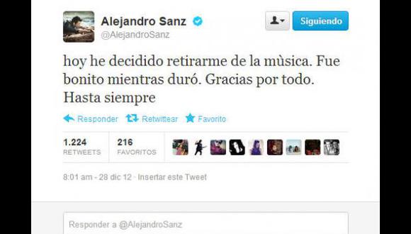 ¿Santos inocentes? Alejandro Sanz anuncia su retiro de la música