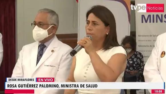 Ministra de Salud, Rosa Gutierrez Palomino. (Foto: TV Perú)