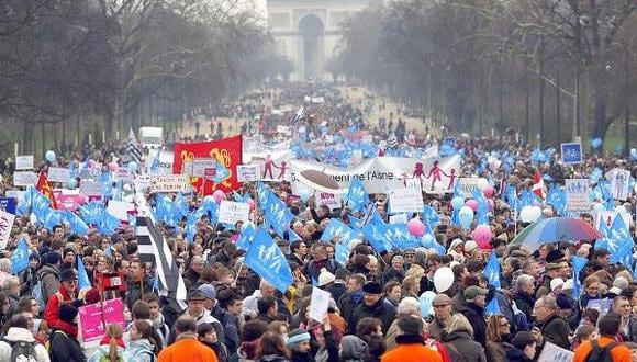 Miles protestan en París contra ley de matrimonio homosexual
