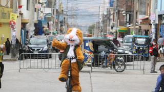 El simpático “cuy” recorre calles de Huancayo en bicicleta y acude a vacunarse (VIDEO)