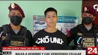 San Juan de Lurigancho: delincuente balea a joven para robarle y cae vendiendo el celular en Las Malvinas