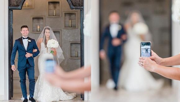 Fotógrafa se indigna porque una joven malogró la imagen perfecta de una boda con su celular 