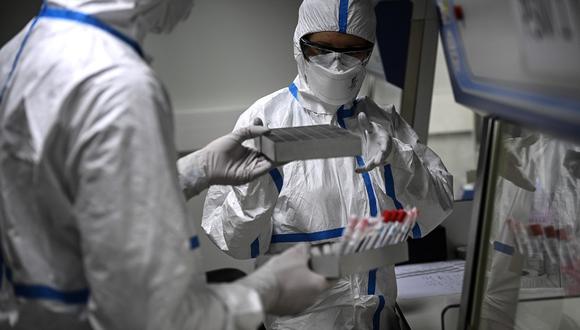 Personal de salud analizando muestra en un laboratorio. | Foto: AFP