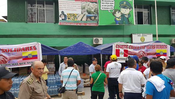 Tumbes: La Policía entrega 10 toneladas de víveres para damnificados de Ecuador