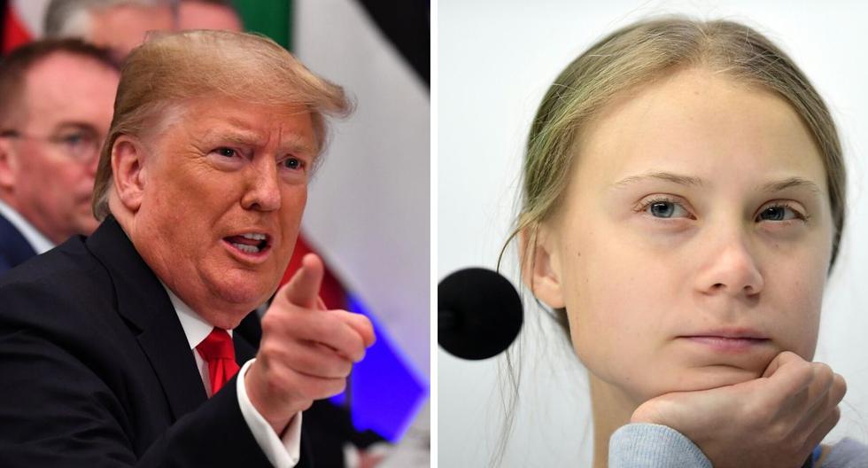 Imagen de Greta Thunberg y Donald Trump. (Foto: AFP)