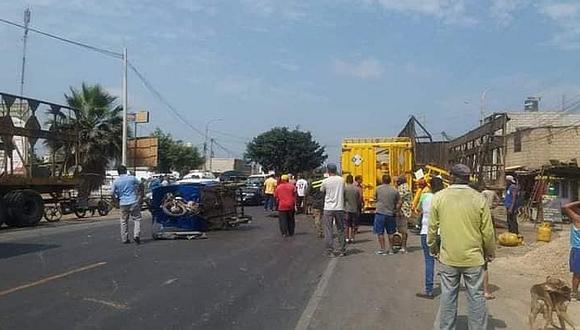Mototaxista choca contra camión repartir de gas 