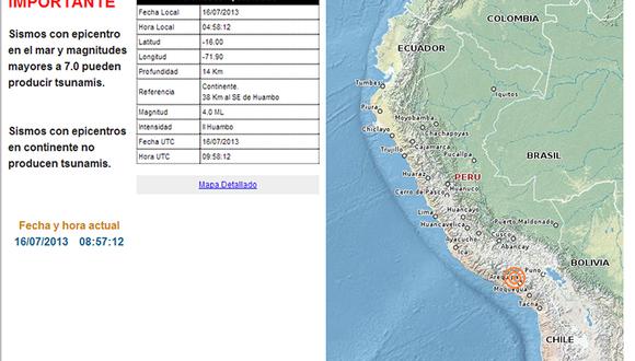 Arequipa registró sismo de 4.0 grados