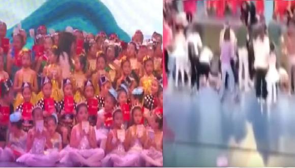 Tragedia en China: Escenario de teatro se desploma cuando numerosos niños actuaban (VIDEO)