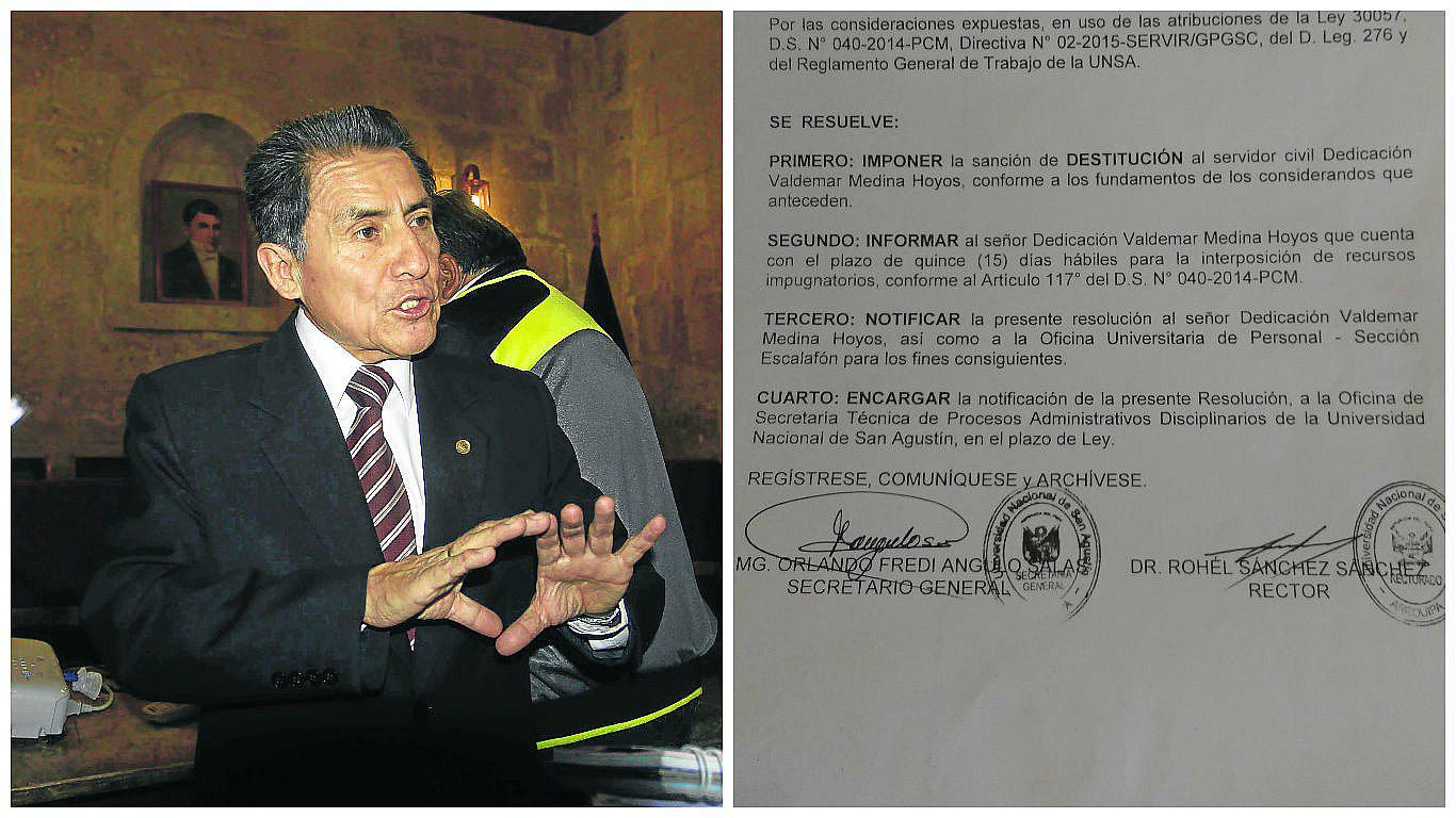 Destituyen a exrector de la UNSA Valdemar Medina Hoyos