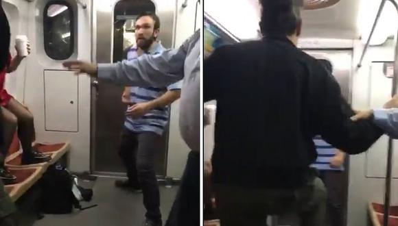 Hombres casi convierten metro subterráneo en un ring de box por un asiento (VIDEO)