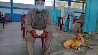 Adulto mayor de 82 años acude a vacunarse junto a “Oso”, su perro guardián (VIDEO)