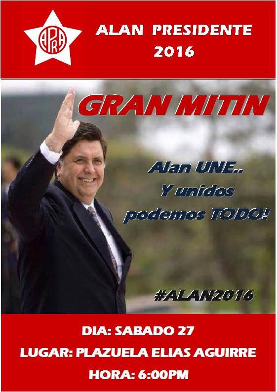 Expresidente Alan García iniciará campaña presidencial en el norte del país