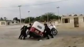 Mototaxista en Ica embiste a cinco policías y trata de huir (VIDEO)