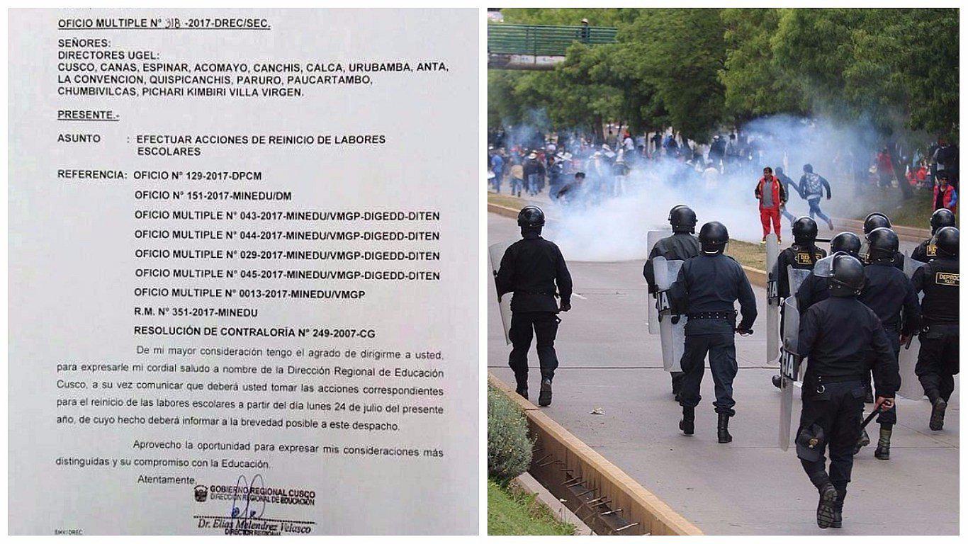 Disponen reinicio de labores escolares en Cusco bajo pena de descuento 