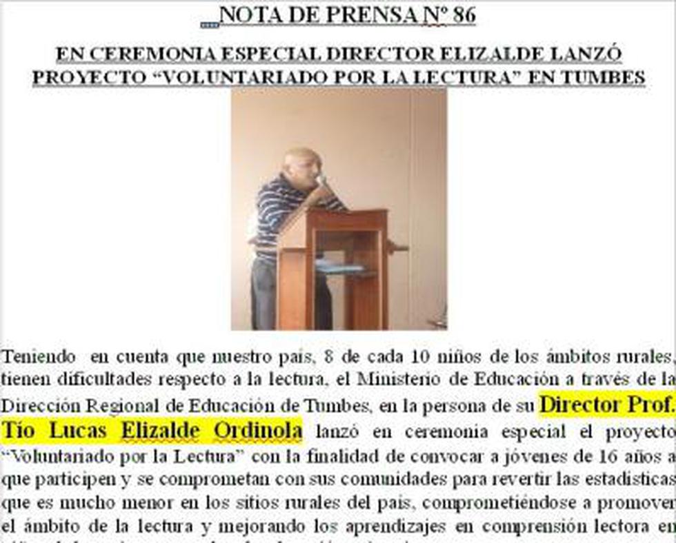 Imagen Institucional de Dirección de Educación llama 'tío Lucas' a director