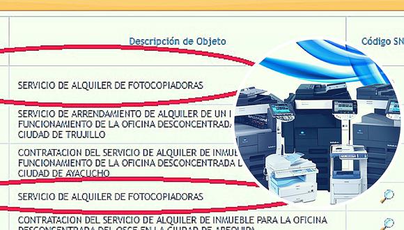 OSCE también planeaba gasto de S/. 636 mil por alquiler de fotocopiadoras