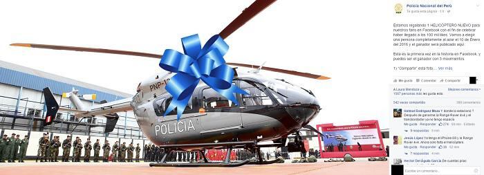 ​PNP "regalará" a sus seguidores un helicóptero