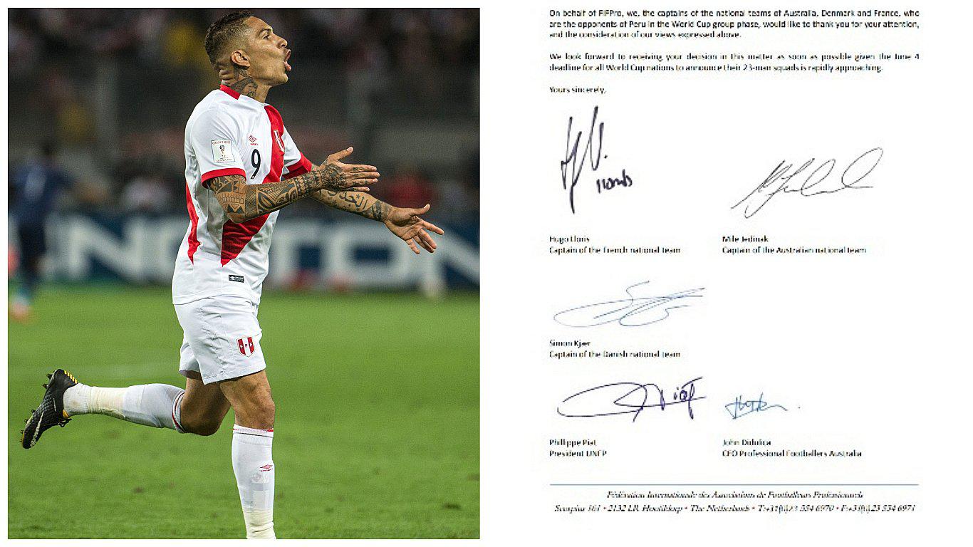 ​Esta es la carta que FIFpro envió a la FIFA pidiendo que Paolo Guerrero juegue el Mundial (FOTO)