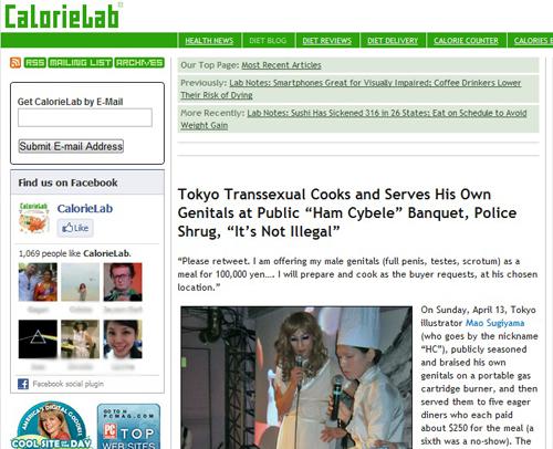 Artista japonés subastó y cocinó sus genitales para cinco personas