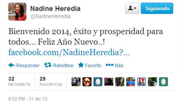 Año Nuevo: Primera Dama, Nadine Heredia, envía saludos a peruanos
