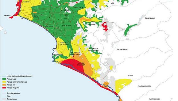 Mapa con las zonas de más riesgo en distritos de Lima ante un sismo 