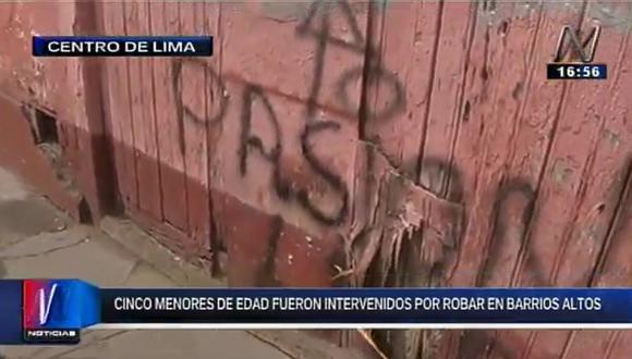 PNP detuvo a menores de edad que robaban en Barrios Altos