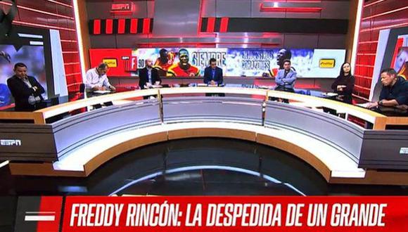 Óscar Córdoba e Iván Valenciano se quebraron tras conocer la muerte de Freddy Rincón. (Captura: ESPN)
