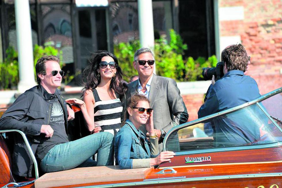 Listos para la gran boda: George clooney y su novia Amal Alamuddin llegaron a Venecia
