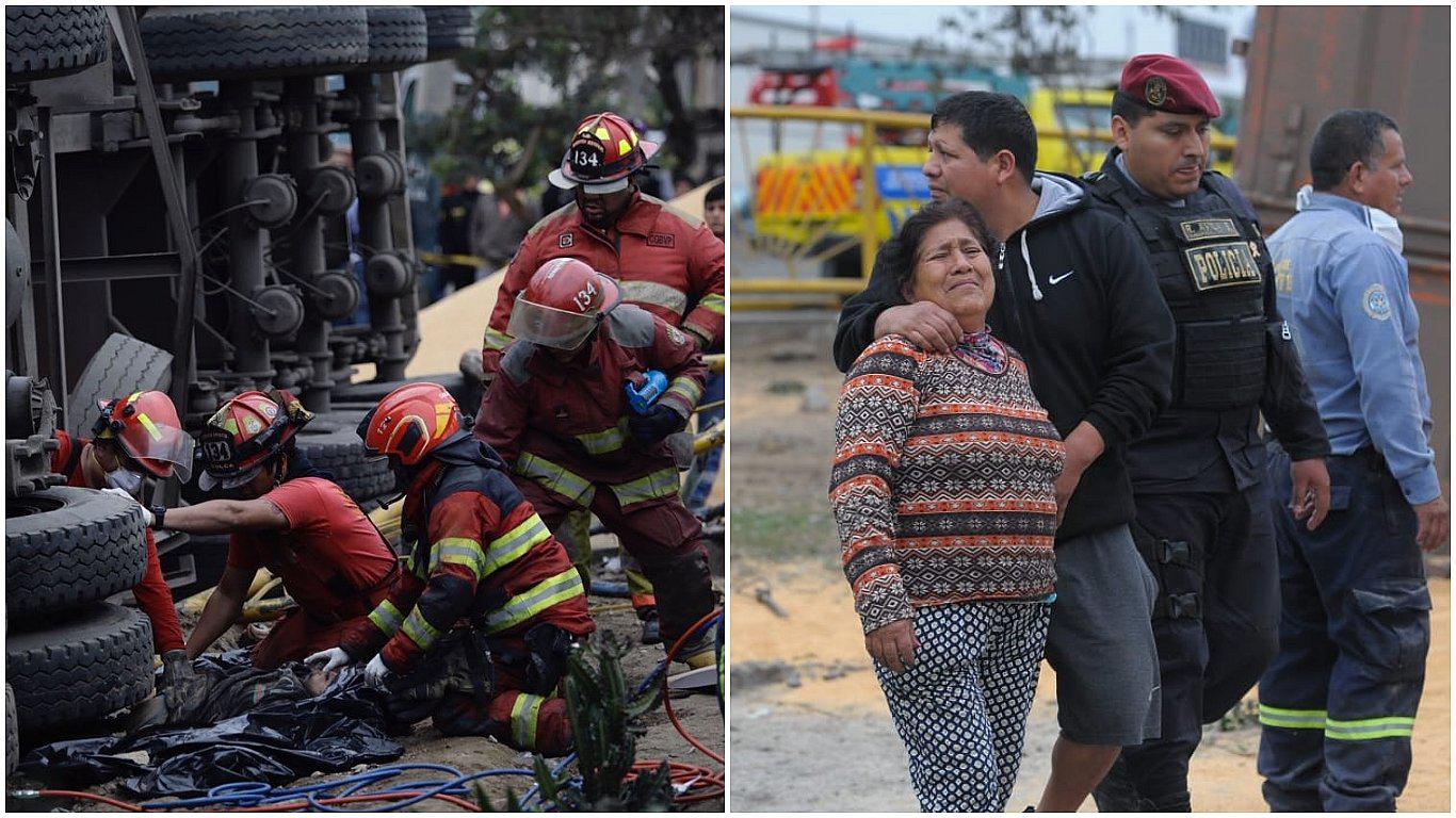 Camión se vuelca en paradero y deja dos muertos y tres heridos (FOTOS y VIDEO)