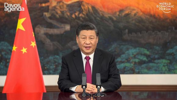 El presidente de China Xi Jinping habla desde Beijing en el Foro Económico Mundial de Davos. (AFP / FORO ECONÓMICO MUNDIAL)