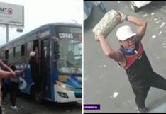Los Olivos: Delincuentes atacan con piedras un bus para rescatar a cómplice