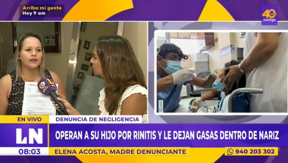 Niño fue operado por rinitis y le dejan gasas dentro de la nariz. Foto: Latina