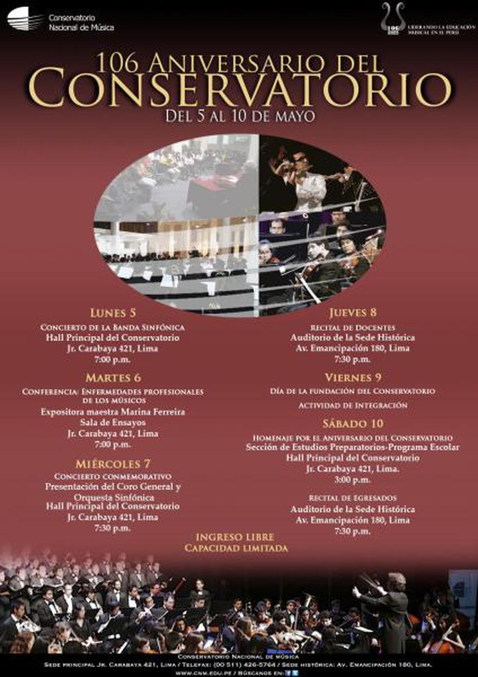 Conservatorio Nacional de Música celebrará 106 años de fundación