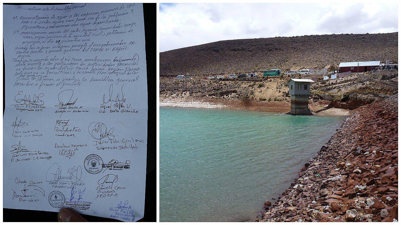 Estos son los acuerdos que suscribieron agricultores en presa Pasto Grande