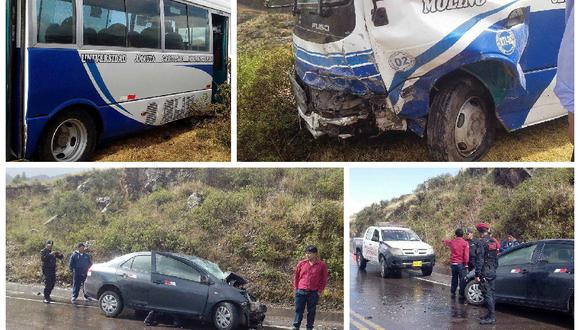 Bus choca contra vehículo particular en inmediaciones del Parque Arqueológico de Sacsayhuamán (Fotos)