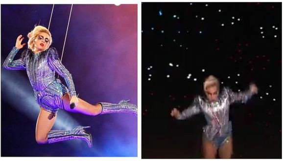 El espectacular salto de Lady Gaga en el Super Bowl fue falso (VIDEO)