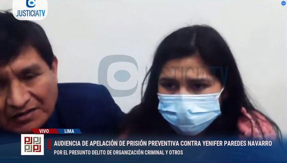 Yenifer Paredes se conectó desde el penal Anexo Mujeres de Chorrillos, donde cumple 30 meses de prisión preventiva