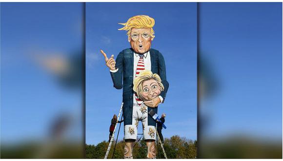 Inglaterra: Quemarán imagen de Donald Trump de 11 metros que sostiene cabeza de Hillary Clinton