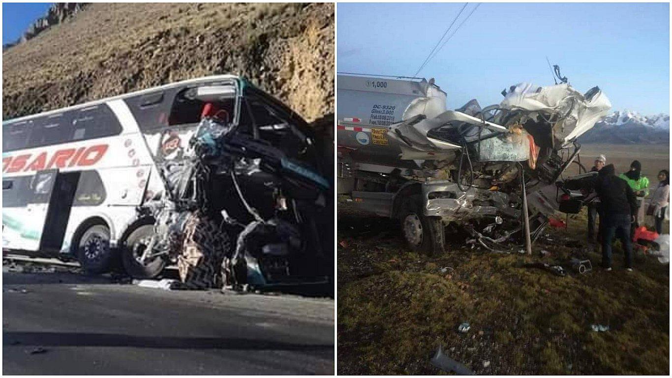 Choque entre ómnibus y camión cisterna deja al 4 muertos y más de 30 heridos (VIDEO)